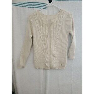 Juicy Couture Women's Small Ivory Pullover Sweater Cable Knit Cotton Blend Sz XS
